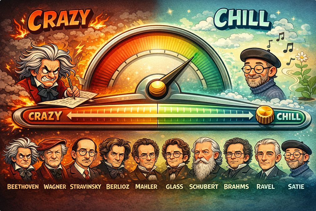 crazy vs sane classical composers funny cartoon