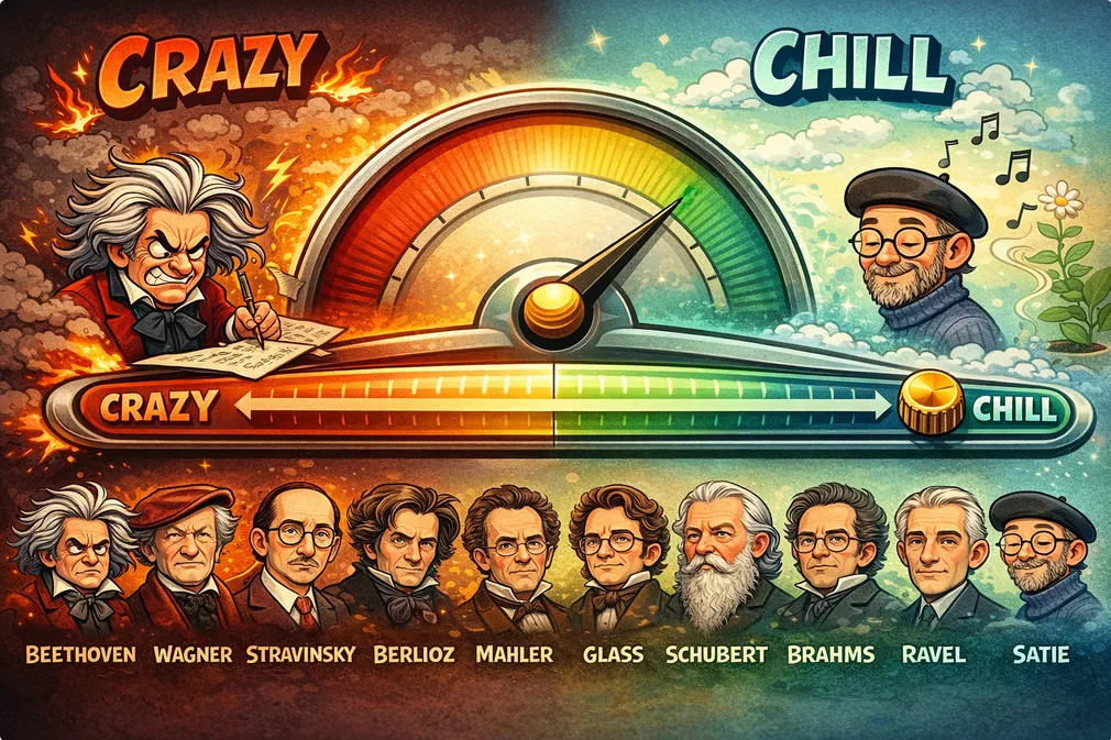 crazy vs sane classical composers funny cartoon