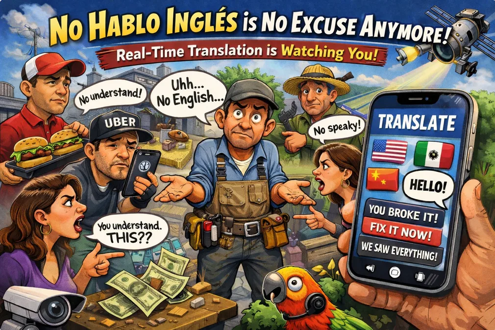 No Hablo Ingles No Excuse Funny Cartoon