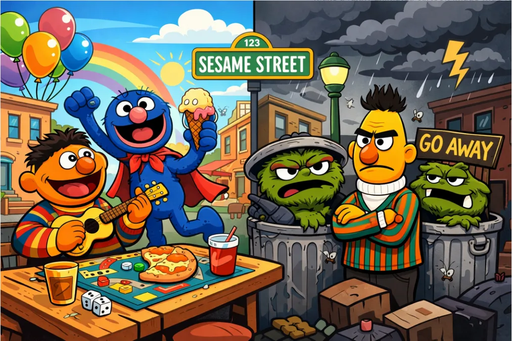 Positive vs negative people cartoon