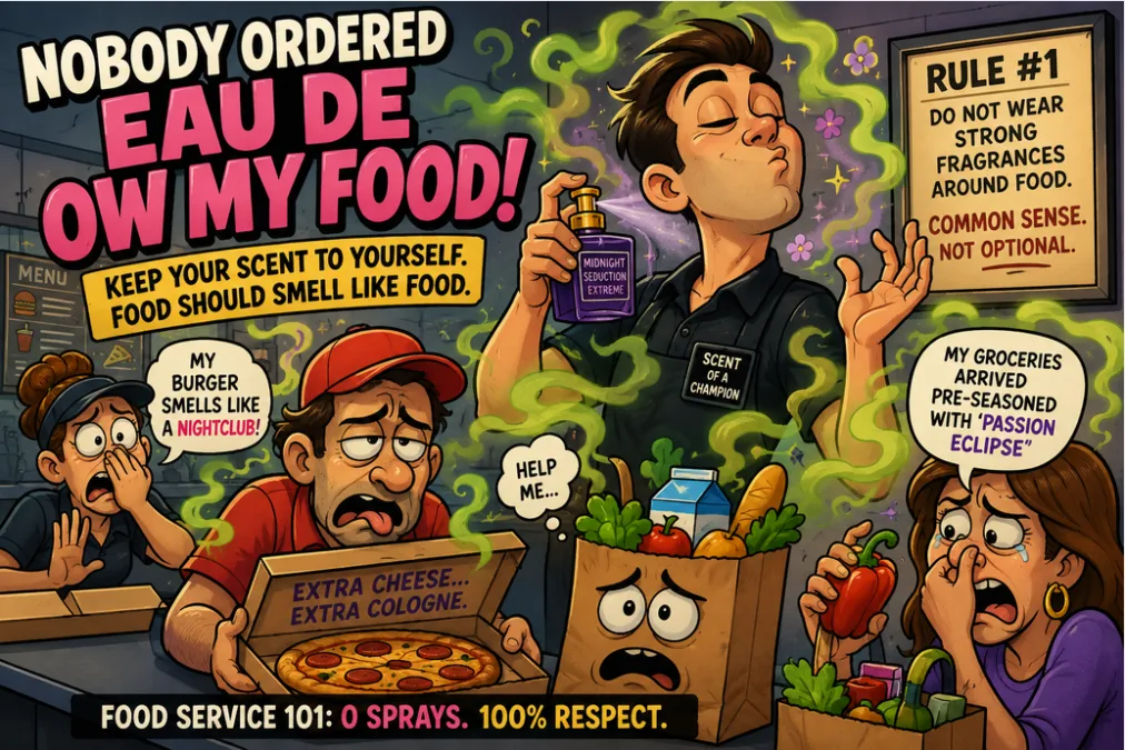 Food service workers wearing cologne