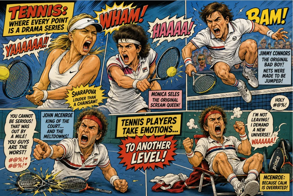 Overdramatic tennis players Funny cartoon