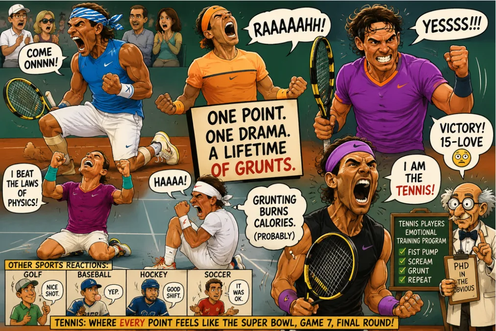 Tennis player drama funny cartoon